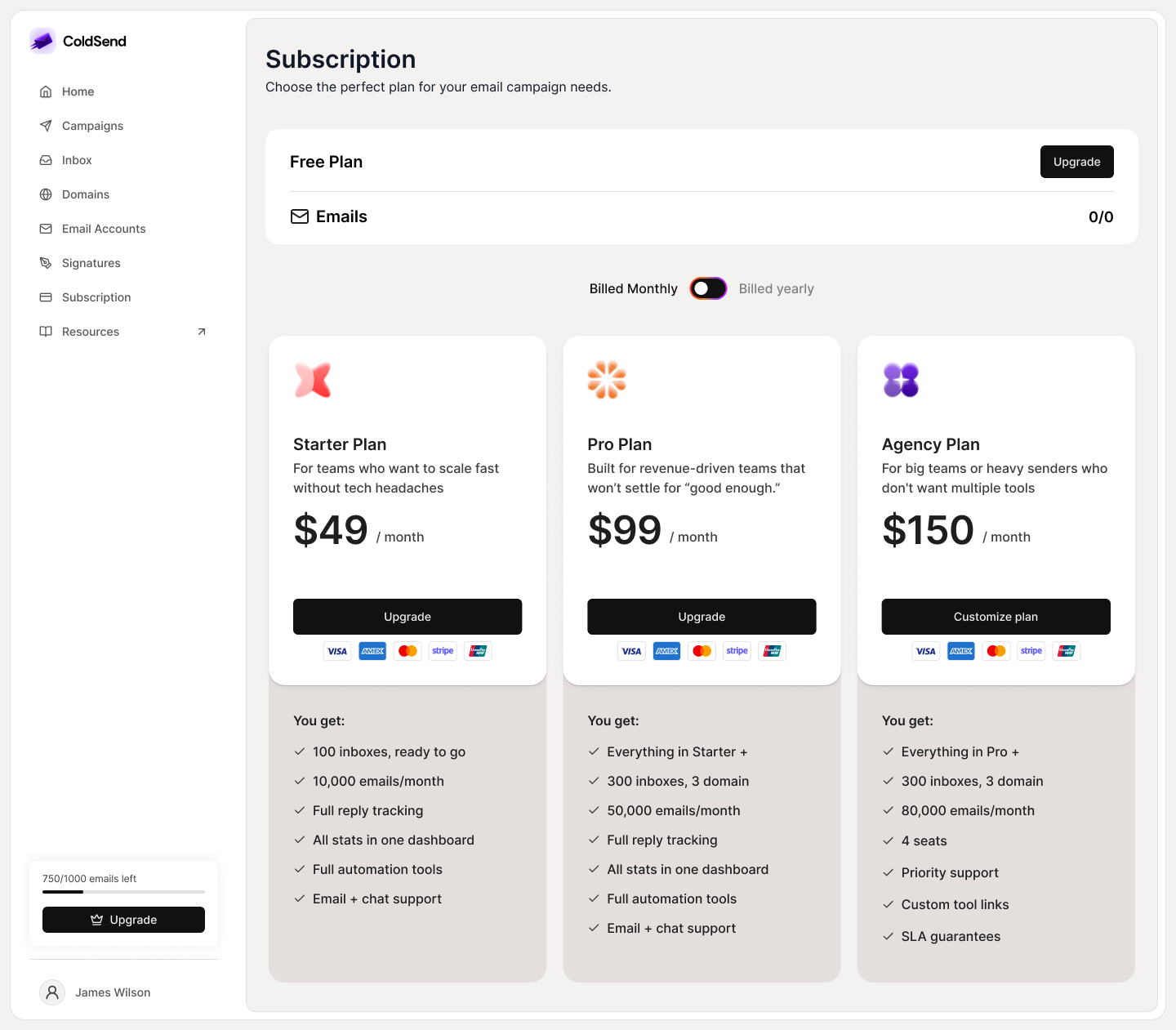 Agency plan feature