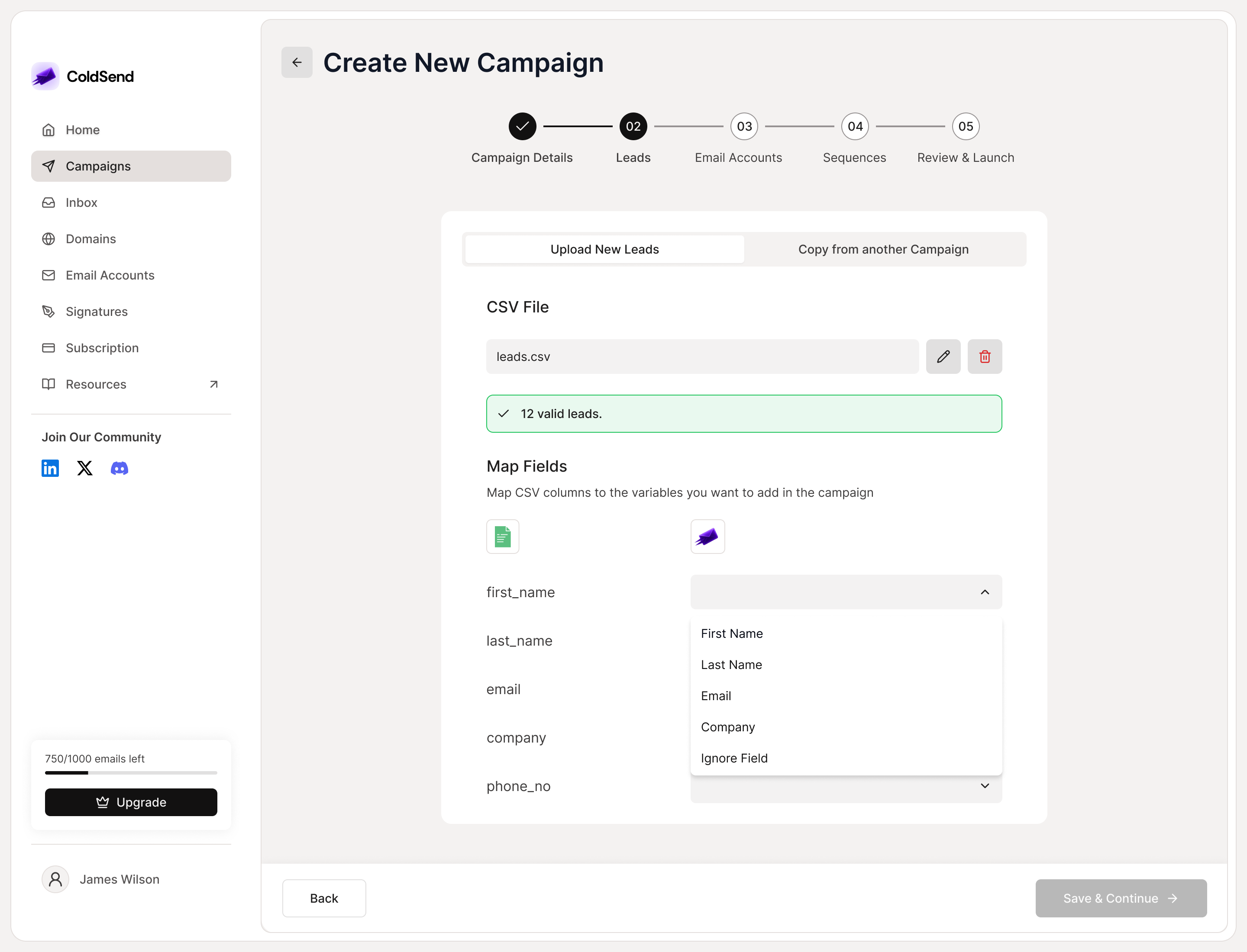 Leads mapping feature